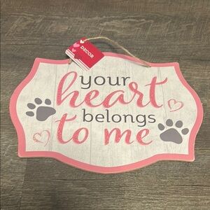 Pink and Gray Heart dog Wall Decor